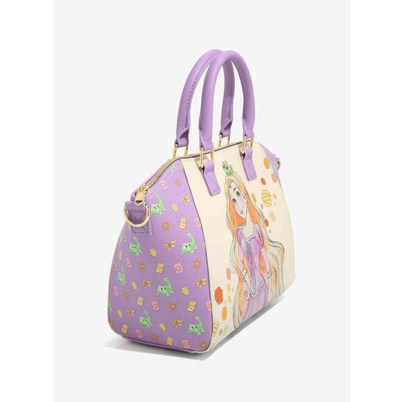 Loungefly Disney Tangled Rapunzel & Pascal Purple Violet Satchel Bag - Picture 2 of 4